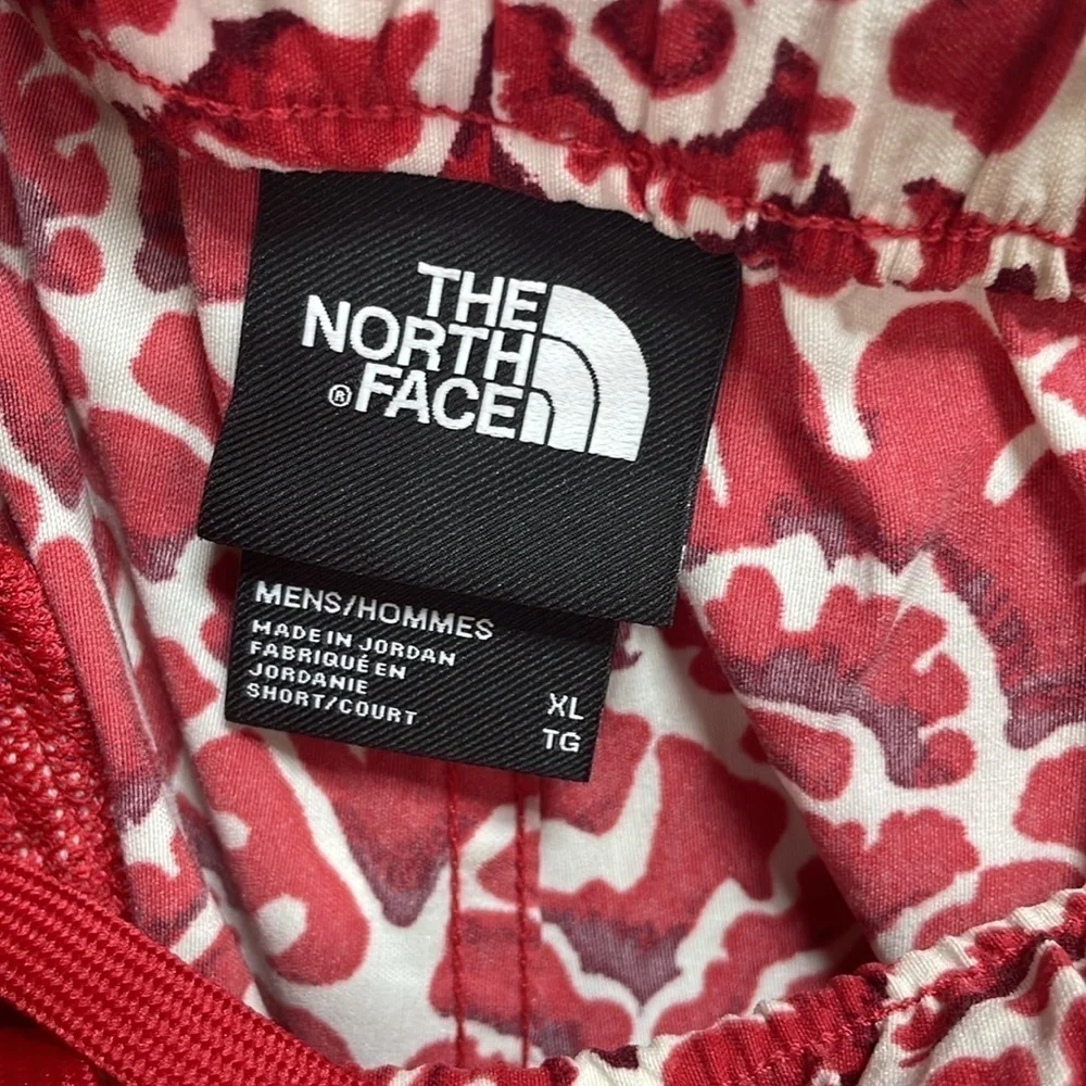 🐄 north face, red and cream printed swim shorts